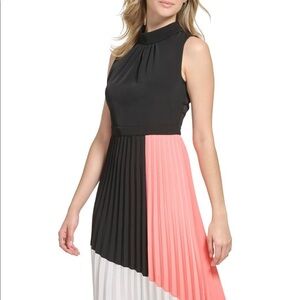 Karl Lagerfeld Paris Pleated Color Blocked Dress